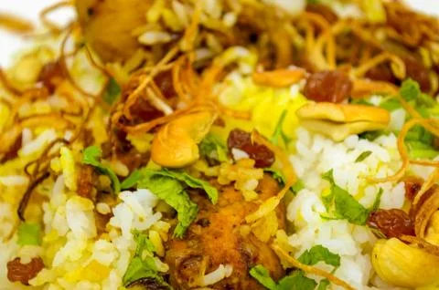 Closeup of Chicken Biryani Stock Photos