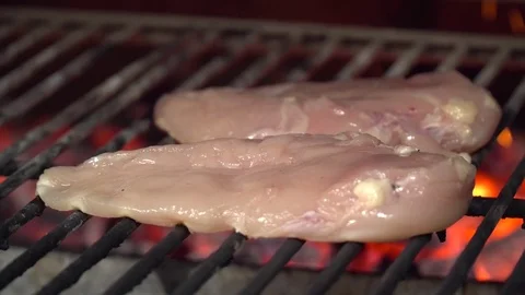 Closeup of chicken on the grill Stock Footage 77037666