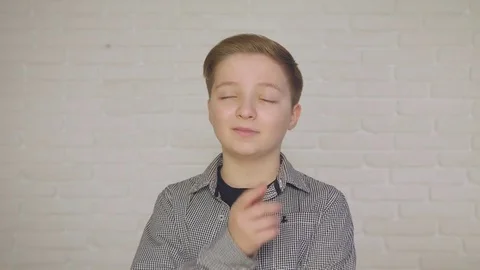 Closeup, child boy smiling and laughing. Real positive emotions, real time video Video stock 83852175