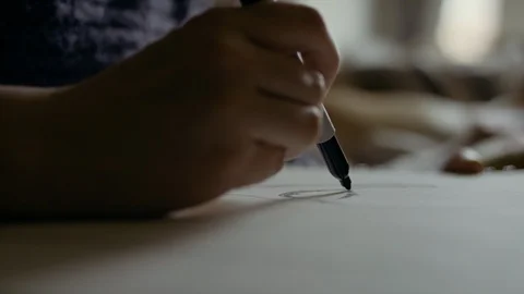 Closeup of child drawing Stock Footage 127394325