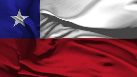 Closeup Chile Flag Wave Loop waving in wind Realistic Chile Flag background Stock Footage 320215298