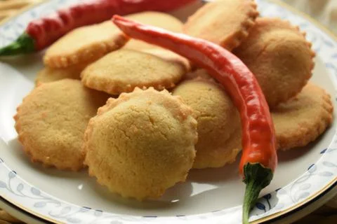 Closeup of chilli biscuits Stock Photos