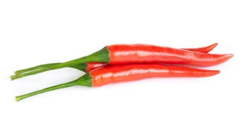 Closeup chilli pepper on white background, raw food ingredient concept Stock Photos