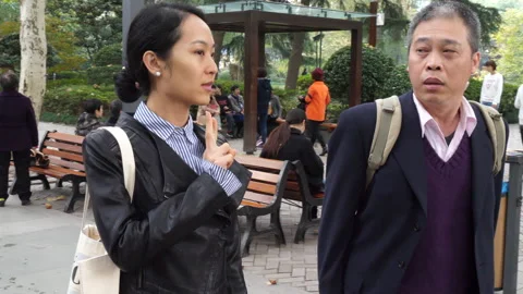 CloseUp Chinese deaf people using sign language – SloMo Stock Footage