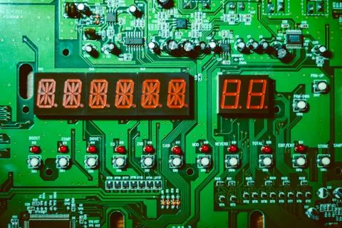 Closeup of chip on electronic board Stock Photos