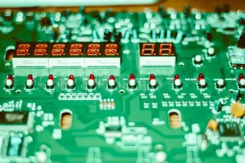 Closeup of chip on electronic board Foto stock