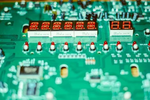 Closeup of chip on electronic board Foto stock