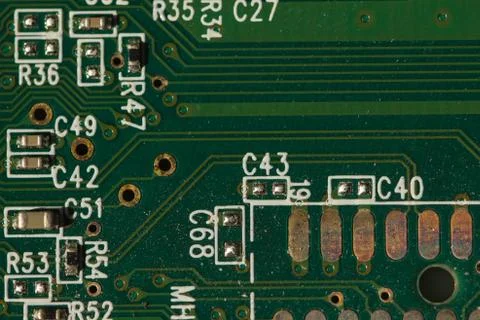 Closeup of a chip in an integrated circuit 写真素材