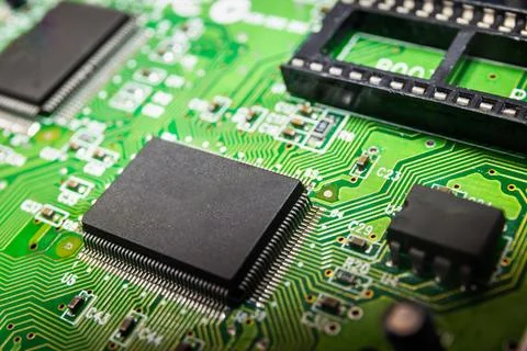 Closeup of Chips on boards of computer and smart devices Processing phone Stock Photos