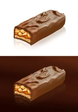 Closeup of chocolate bar with clipping path Stock Illustration