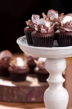 Closeup of chocolate cupcake Stock Photos
