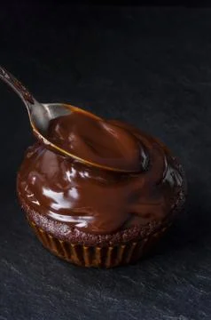 Closeup of chocolate muffin Stock Photos