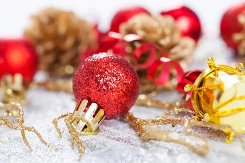 Closeup on Chrismas decorations Stock Photos