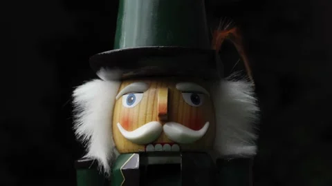 Closeup Of A Christmas Decorative Nutcracker, Festive Season Toy Soldier Stock Footage 145375253