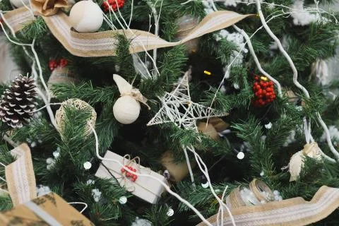 Closeup of Christmas-tree background Stock Photos