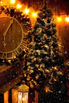 Closeup of Christmas-tree background Stock Photos