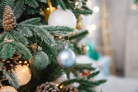 Closeup of Christmas tree background Stock Photos