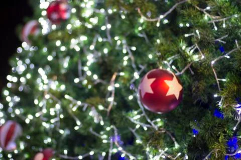 Closeup of christmas-tree decorations Stock Photos