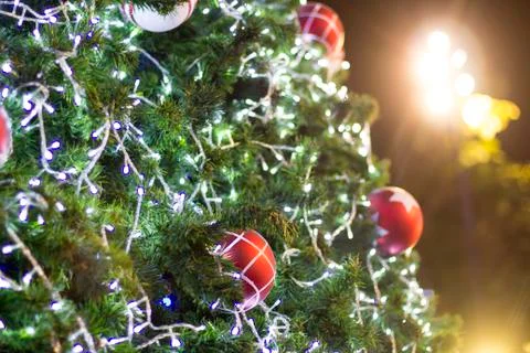 Closeup of christmas-tree decorations Stock Photos