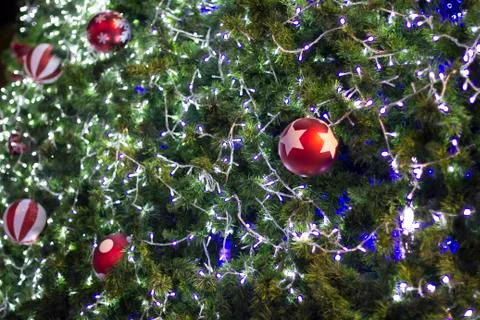 Closeup of christmas-tree decorations Foto stock