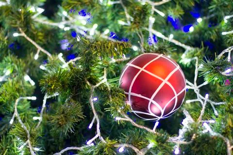 Closeup of christmas-tree decorations Stock Photos