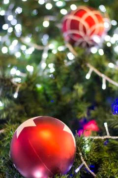 Closeup of christmas-tree decorations Stock Photos