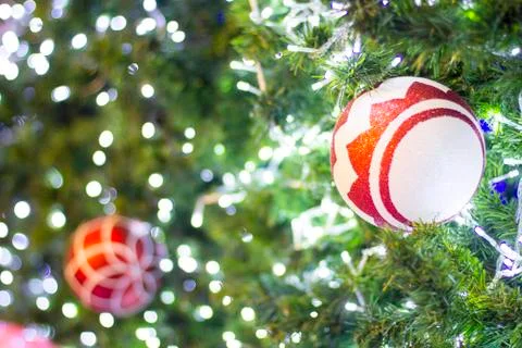 Closeup of christmas-tree decorations Stock Photos