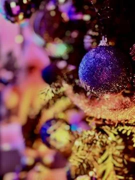 Closeup of Christmas Tree Decorations Stock Photos