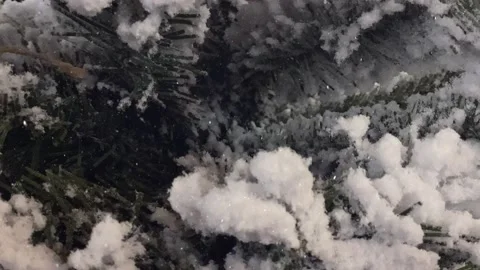 Closeup of Christmas tree with snow flake. Christmas and New Year holiday Stock-Footage 142226491