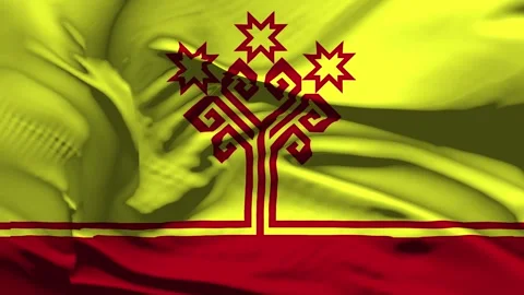 Closeup Chuvashia Flag Wave Loop waving in wind Realistic Chuvashia Flag bac Stock Footage 320215336
