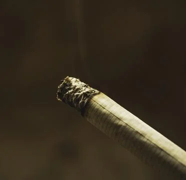 Closeup of cigarette butt with hand 库存照片