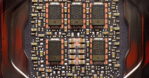 Closeup of circuit board with central processing unit Stock Footage 145956763
