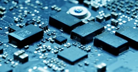 Closeup of Circuit Board featuring various Electronic Components and details Stock-Footage 294232375