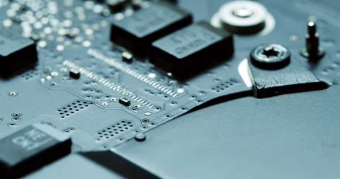 Closeup of Circuit Board featuring various Electronic Components and details Stock-Footage 294233440