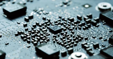 Closeup of Circuit Board featuring various Electronic Components and details Vídeos de archivo 294233446