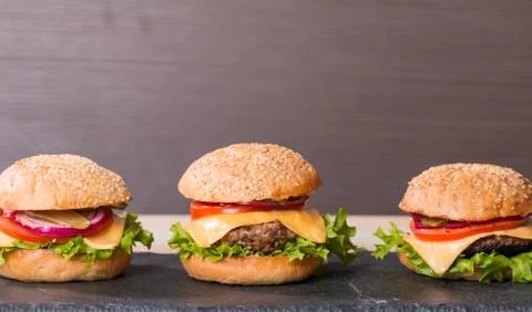 Closeup of classic burger Stock Photos