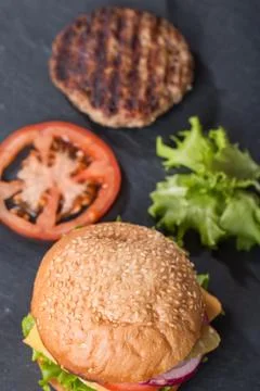 Closeup of classic burger Stock Photos