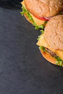 Closeup of classic burger Stock Photos