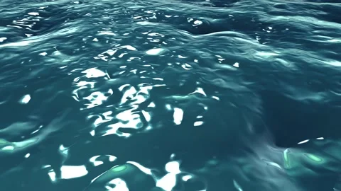 Closeup of clear blue water surface with gentle ripples and sunlight reflect Stock Footage 340021539