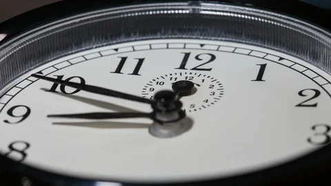 Closeup on clock face with fast moving clock hands - time running out concept Stock-Footage 86859248