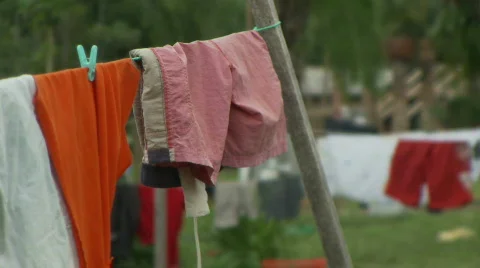 Closeup of Clothes hanging Stock Footage 515049