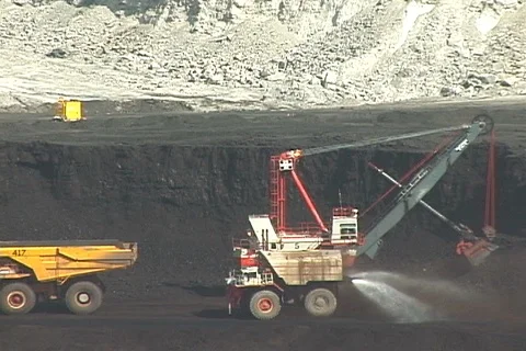 Closeup of Coal Mining Equipment Stock Footage 95562793