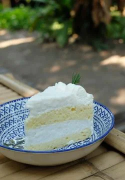 Closeup coconut cake with natural background Stock Photos