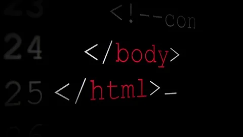 Closeup Coding Html With with Cursor Blink on Monitor Screen Stock Footage 117365365
