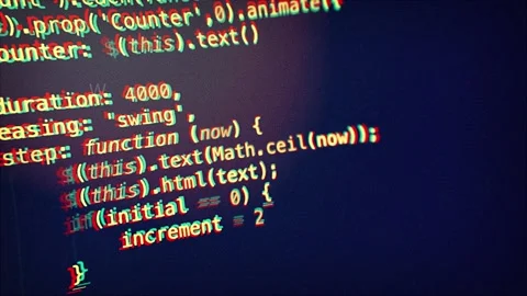 Closeup coding screen with HTML tags, glitched. Stock Footage 139044811
