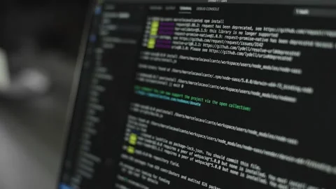 Closeup coding on screen, Man hands coding html and programming Stock Footage 229314209