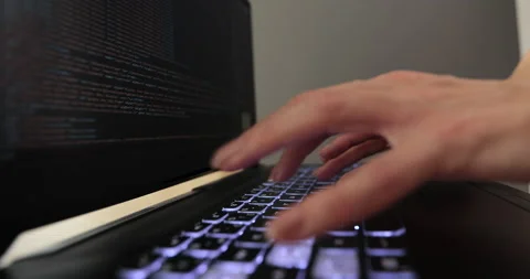 Closeup coding on screen, woman hands coding html and programming on screen Stock Footage 220728171