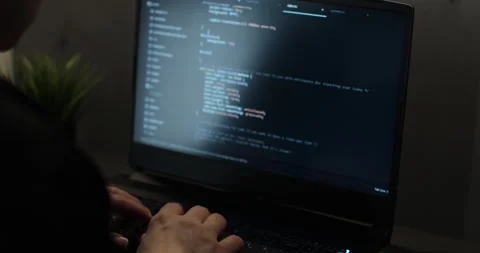 Closeup coding on screen, woman hands coding html and programming on screen Stock Footage 264340652