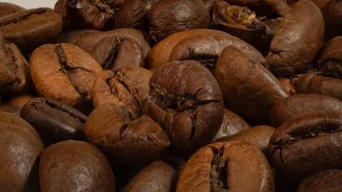 Closeup of coffee beans background Stock Photos