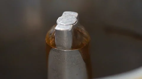 Closeup of coffee brewing, coffee flowing into the upper chamber of Moka pod Stock Footage 303001168